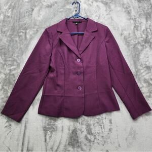 Tiana B. Jacket Womens 8 Purple 3-Button Blazer Lightweight Polyester Lined